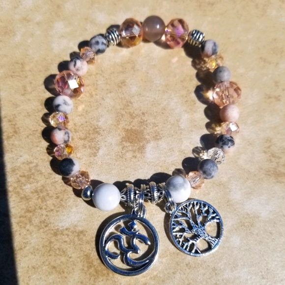 Zen Om/Tree of Life Beaded Unisex Bracelet - Picture 1 of 1